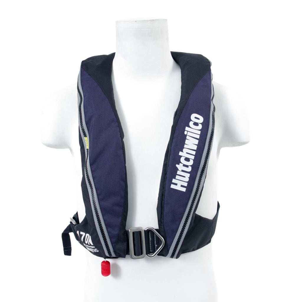 Hutchwilco (FinChaser) Super Comfort 170N Auto Inflatable Life Jacket S/S Buckle, Zip Closure