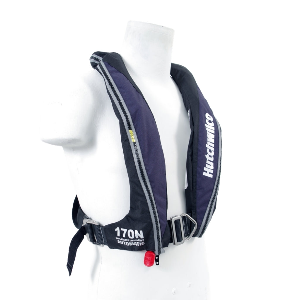 Hutchwilco (FinChaser) Super Comfort 170N Auto Inflatable Life Jacket S/S Buckle, Zip Closure