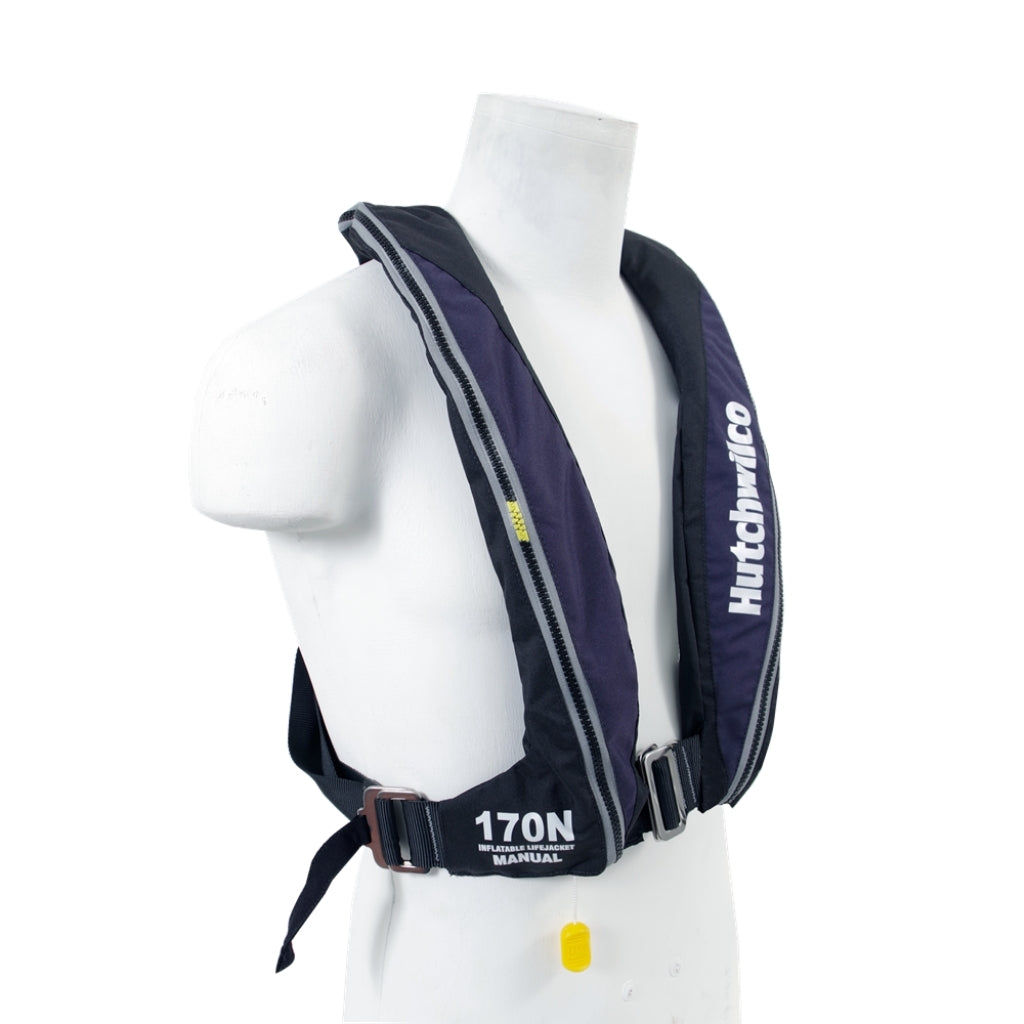 Hutchwilco (FinChaser) Super Comfort 170N Manual Inflatable Jacket S/S Buckle, Zip Closure